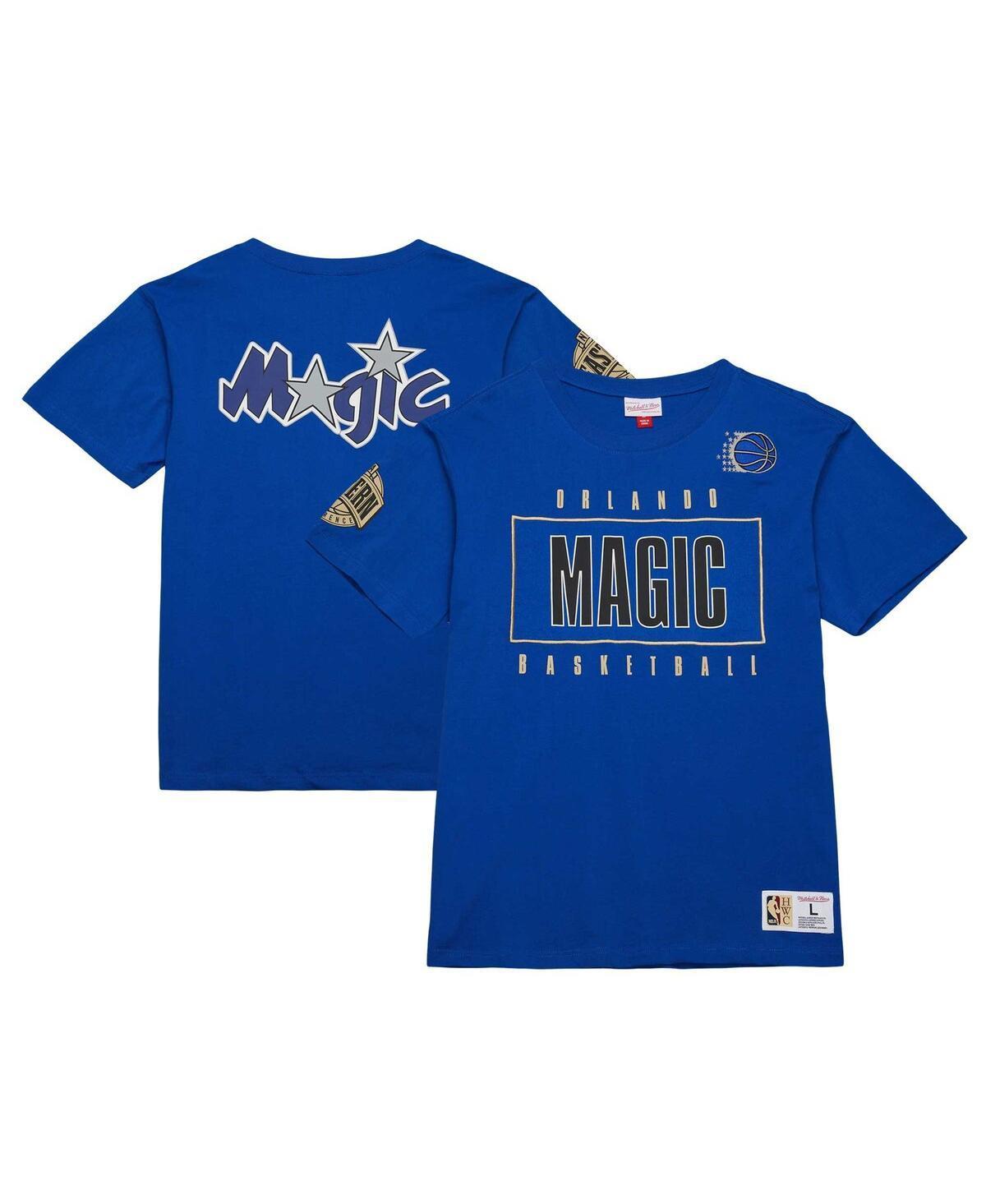 Mens Mitchell & Ness Blue Distressed Orlando Magic Hardwood Classics Team Og 2.0 Premium Vintage-Like Logo T-shirt Product Image