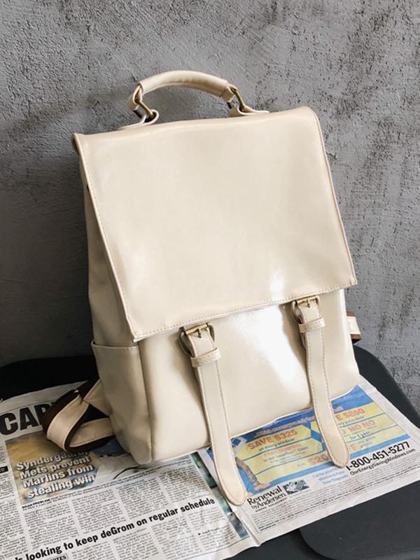 Simple Vintage Solid Color Backpack Product Image