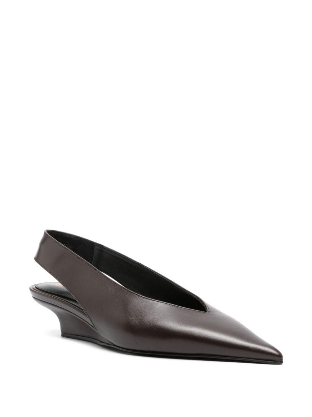 The Wedge-heel Slingback Bark In Brown Product Image