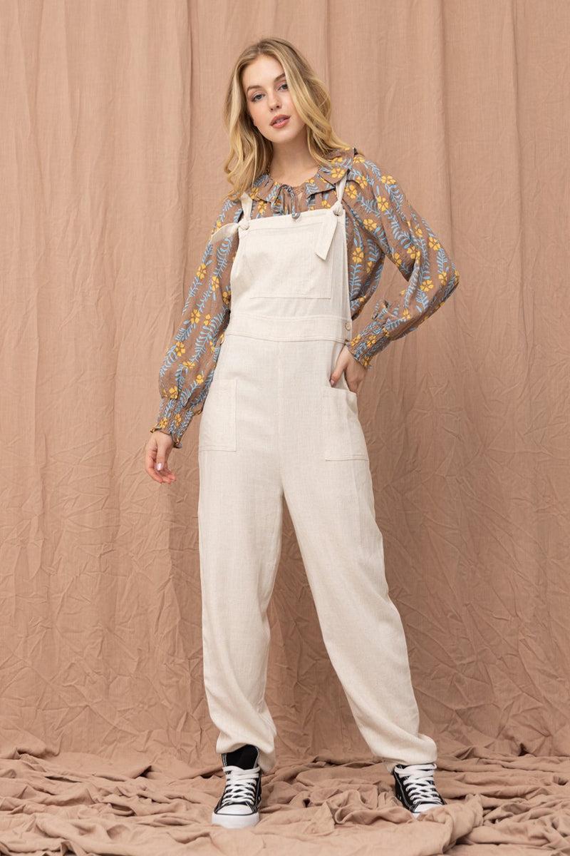 Linen Mix Jumpsuit Overalls Product Image