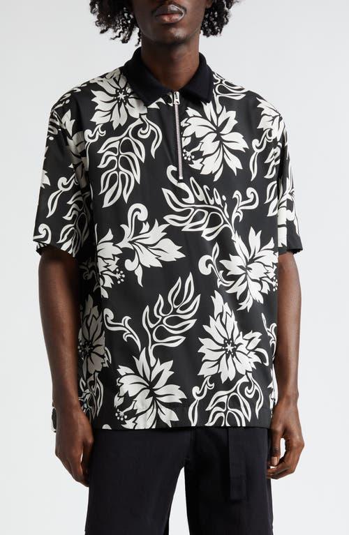 Sacai Floral Print Quarter Zip Pullover Product Image