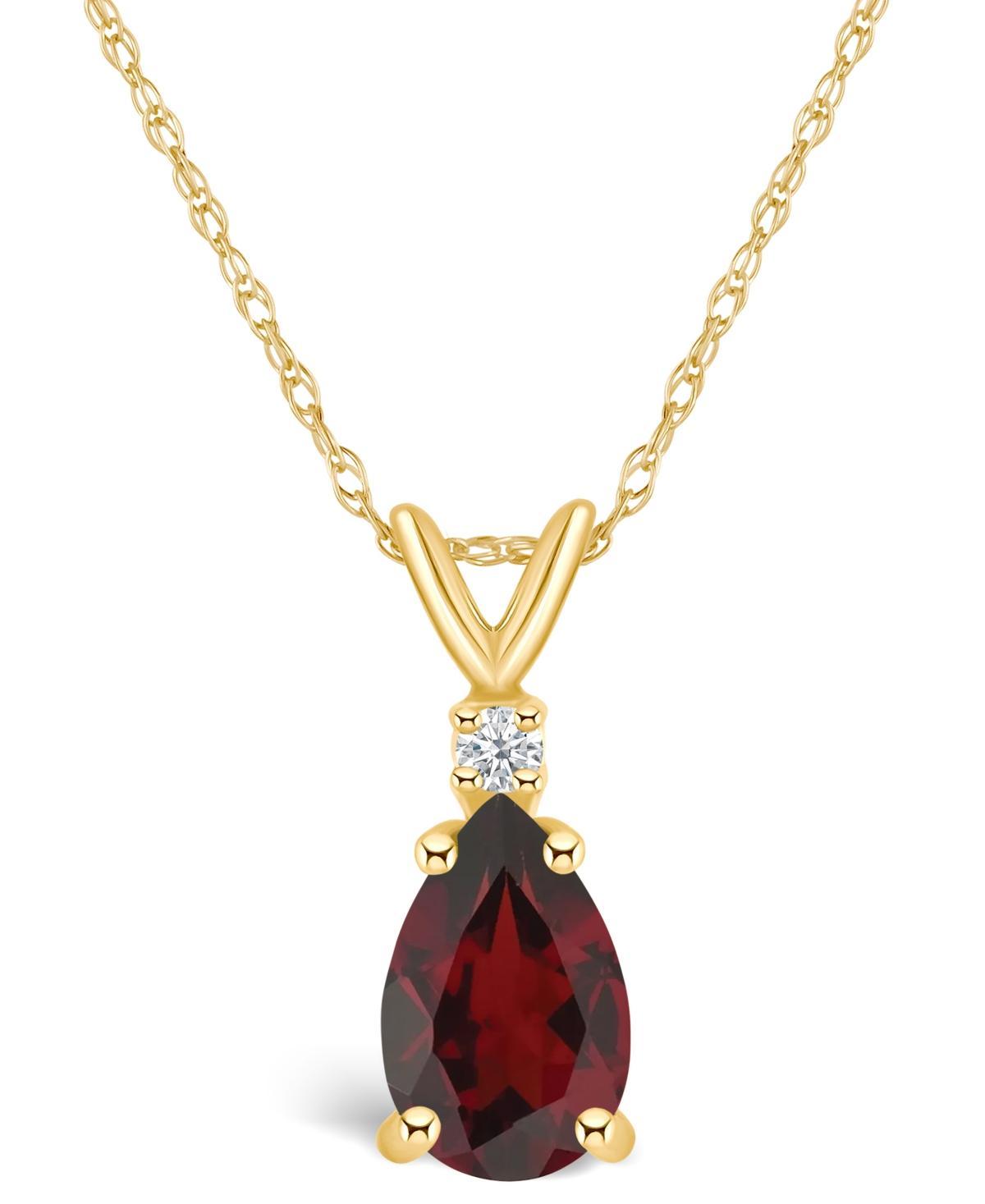 Celebration Gems 14k Gold Pear Shaped Garnet & Diamond Accent Pendant Necklace, Womens 14k Whgold Product Image