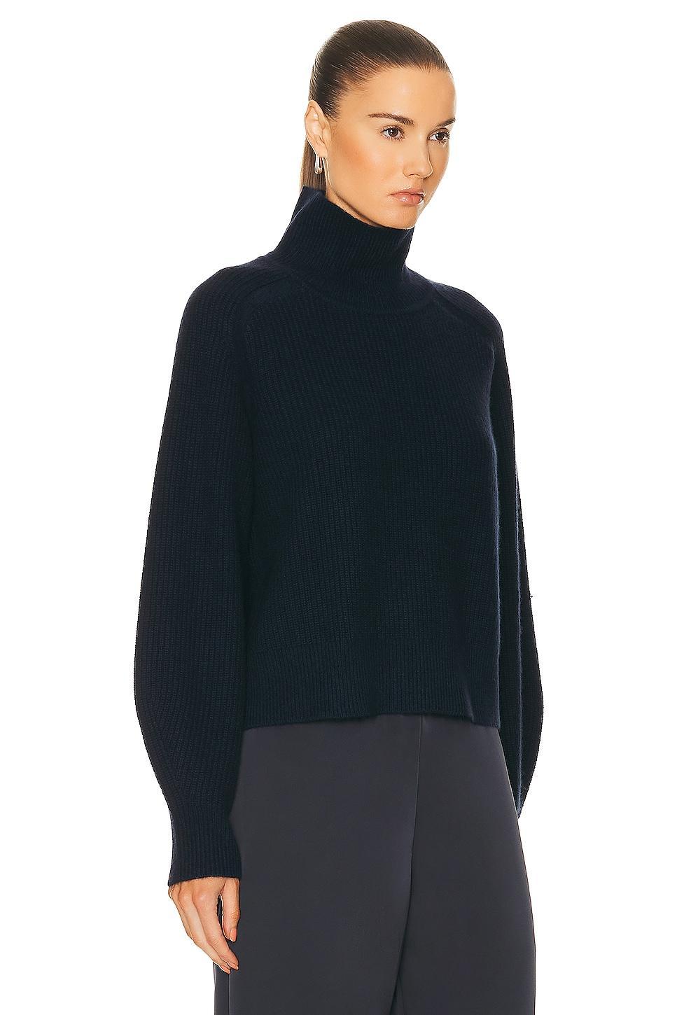 Guest In Residence Cropped Rib Turtleneck Sweater in Midnight - Navy. Size XS (also in ). Product Image