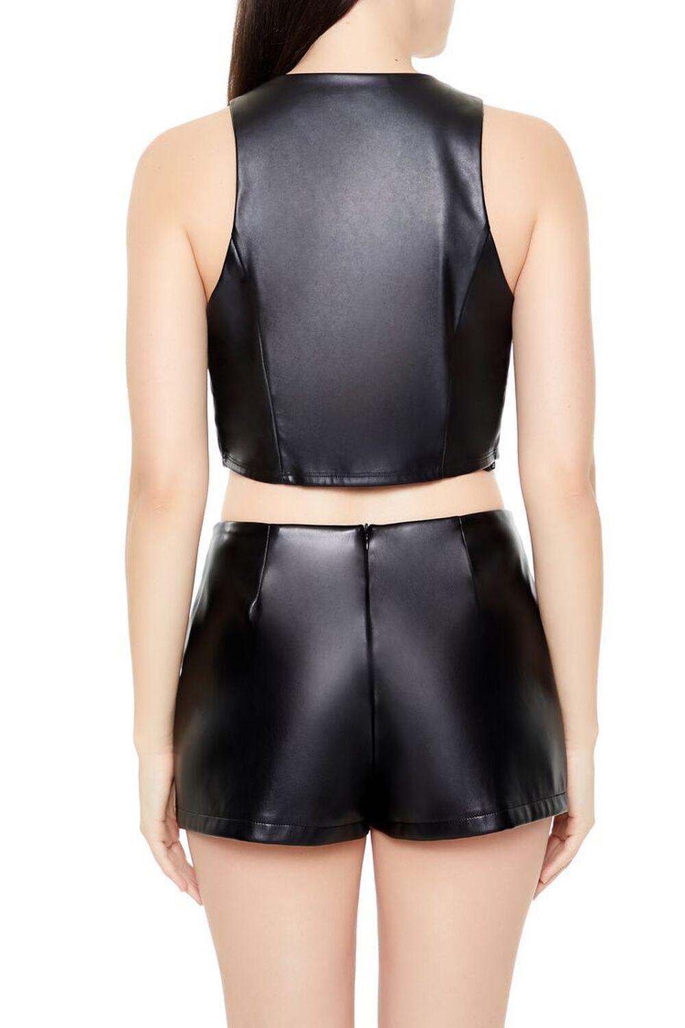 Faux Leather Split-Hem Crop Top | Forever 21 Product Image