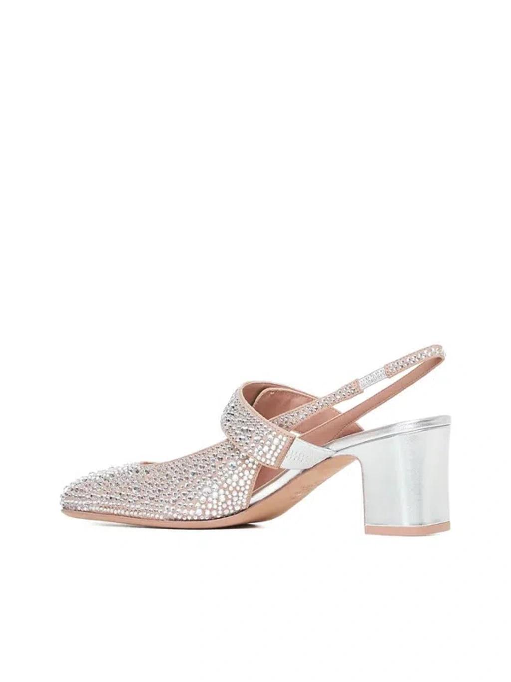 VALENTINO GARAVANI Vlogo Medallion Crystal Slingback Pumps In Silver Product Image