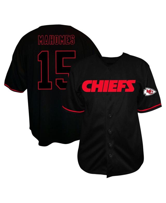 Fanatics Mens Patrick Mahomes Black Kansas City Chiefs Big Tall Baseball Button-Up Shirt Product Image