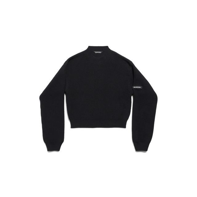 Women's Patch Cropped Sweater in Black Product Image