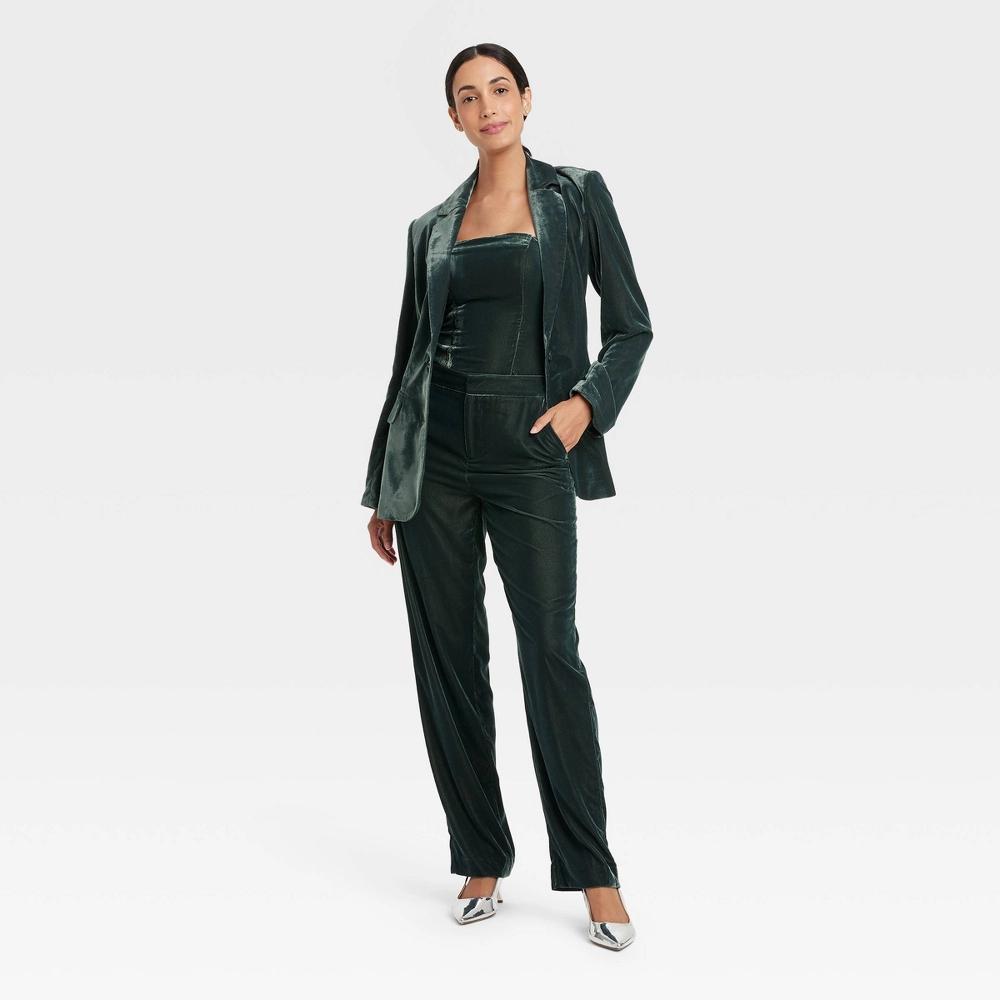 Womens High-Rise Straight Leg Velvet Trousers - A New Day 2 Product Image