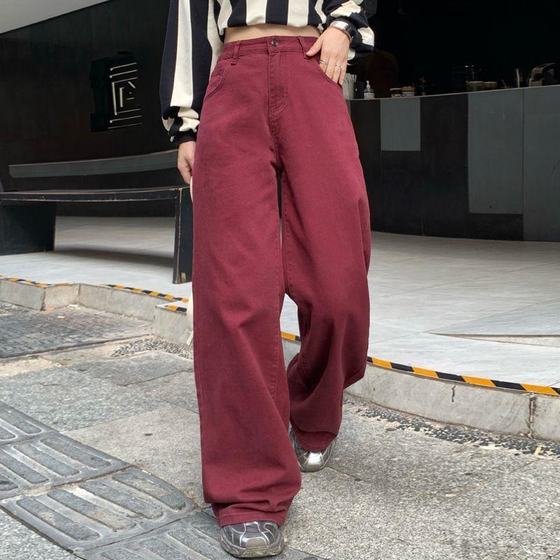 High Waist Wide Leg Jeans (Various Designs) Product Image