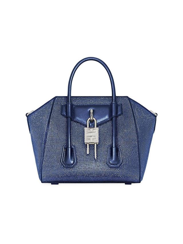 Womens Mini Antigona Lock Top Handle Bag In Satin With Strass Product Image