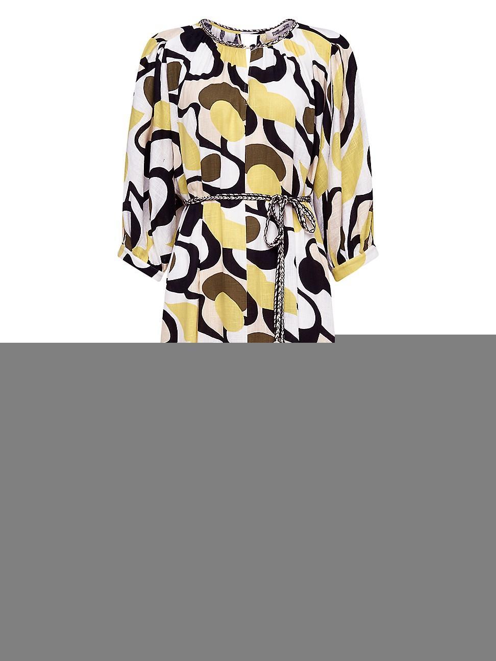 Womens Bambi Abstract Linen-Blend Midi-Dress Product Image