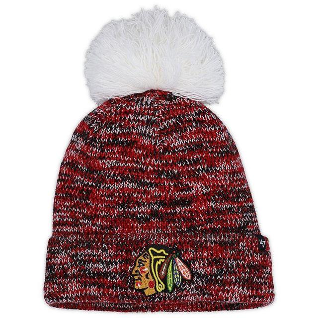 Womens 47 Black Chicago Blackhawks Triple Cross Cuffed Knit Hat with Pom Product Image