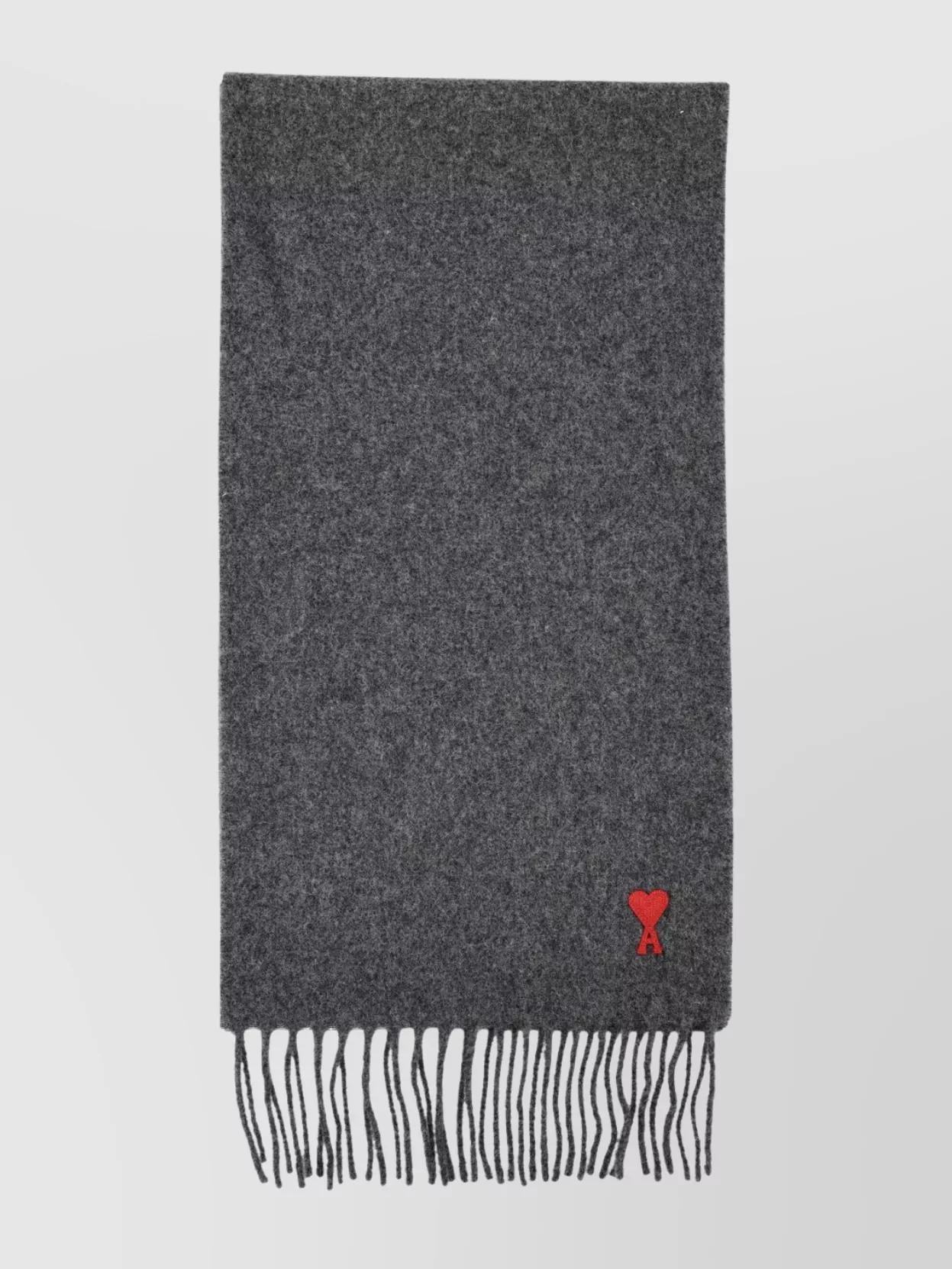 Folded Edge Fringe Detail Scarf In Gray Product Image