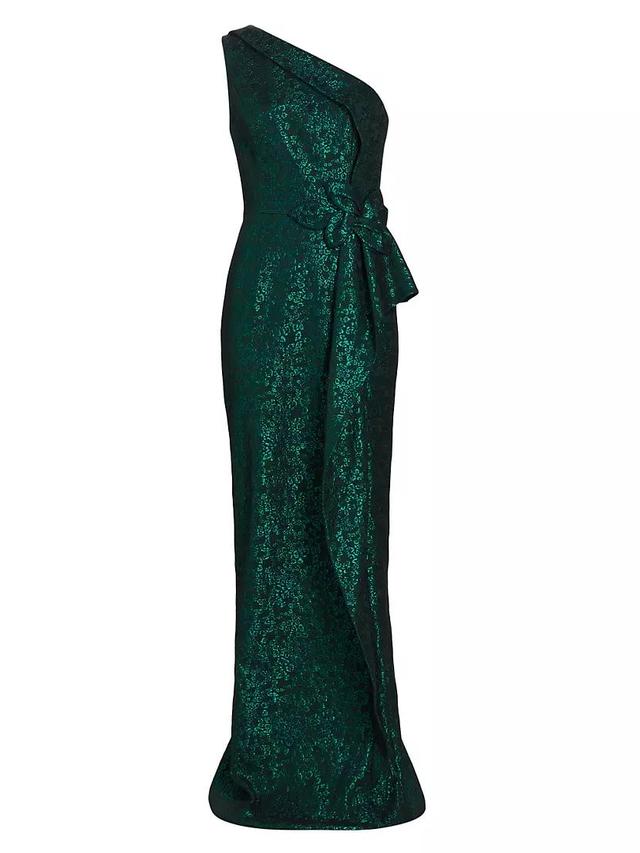 Metallic Jacquard Self-Tie Column Gown Product Image