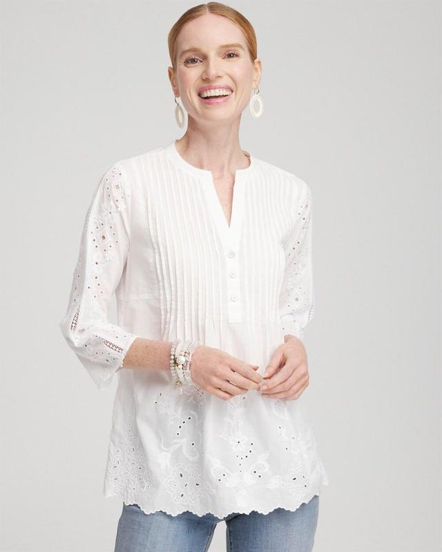 Women's Eyelet Scallop Hem Blouse Product Image