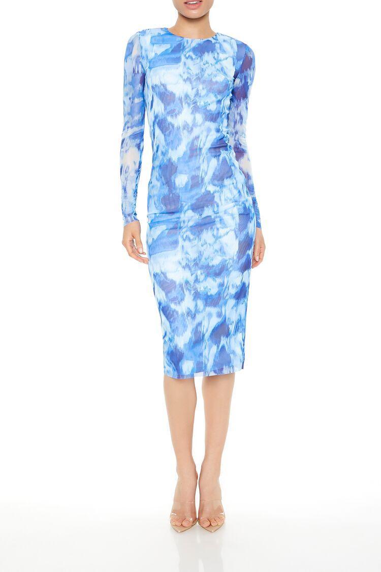 Mesh Watercolor Bodycon Midi Dress | Forever 21 Product Image