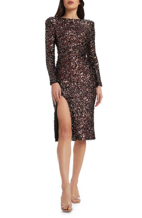 Dress the Population Natalie Sequin Long Sleeve Sheath Dress Product Image