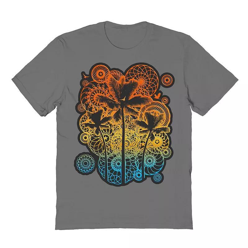 Mens COLAB89 by Threadless Palm Tree Geometry Sunset Graphic Tee Grey Product Image