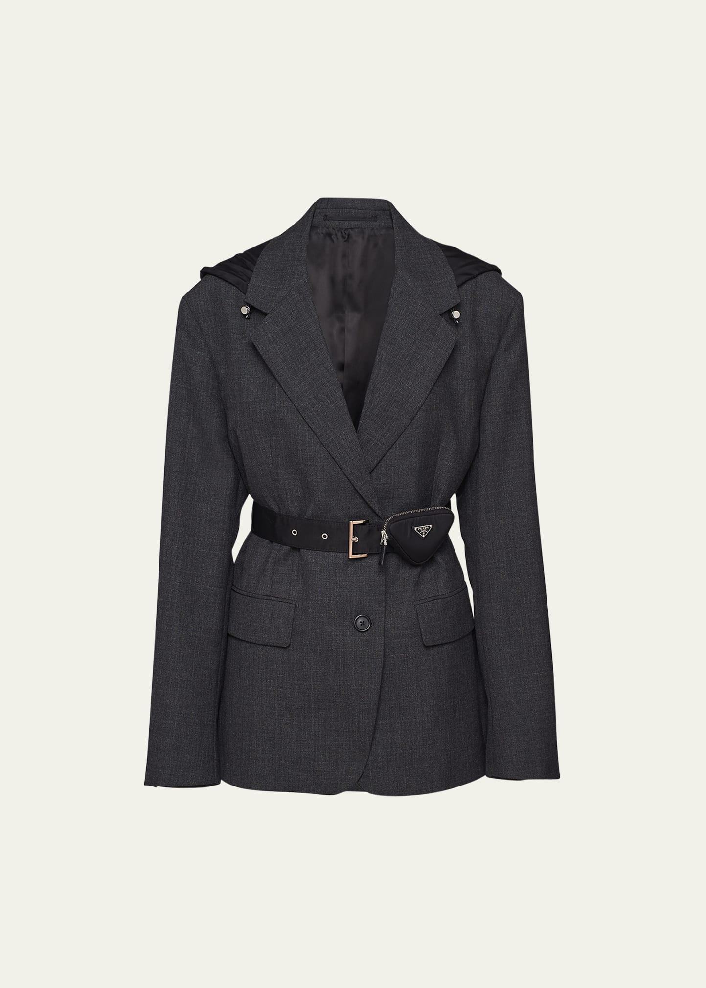 Womens Single-Breasted Wool And Re-Nylon Blazer Product Image