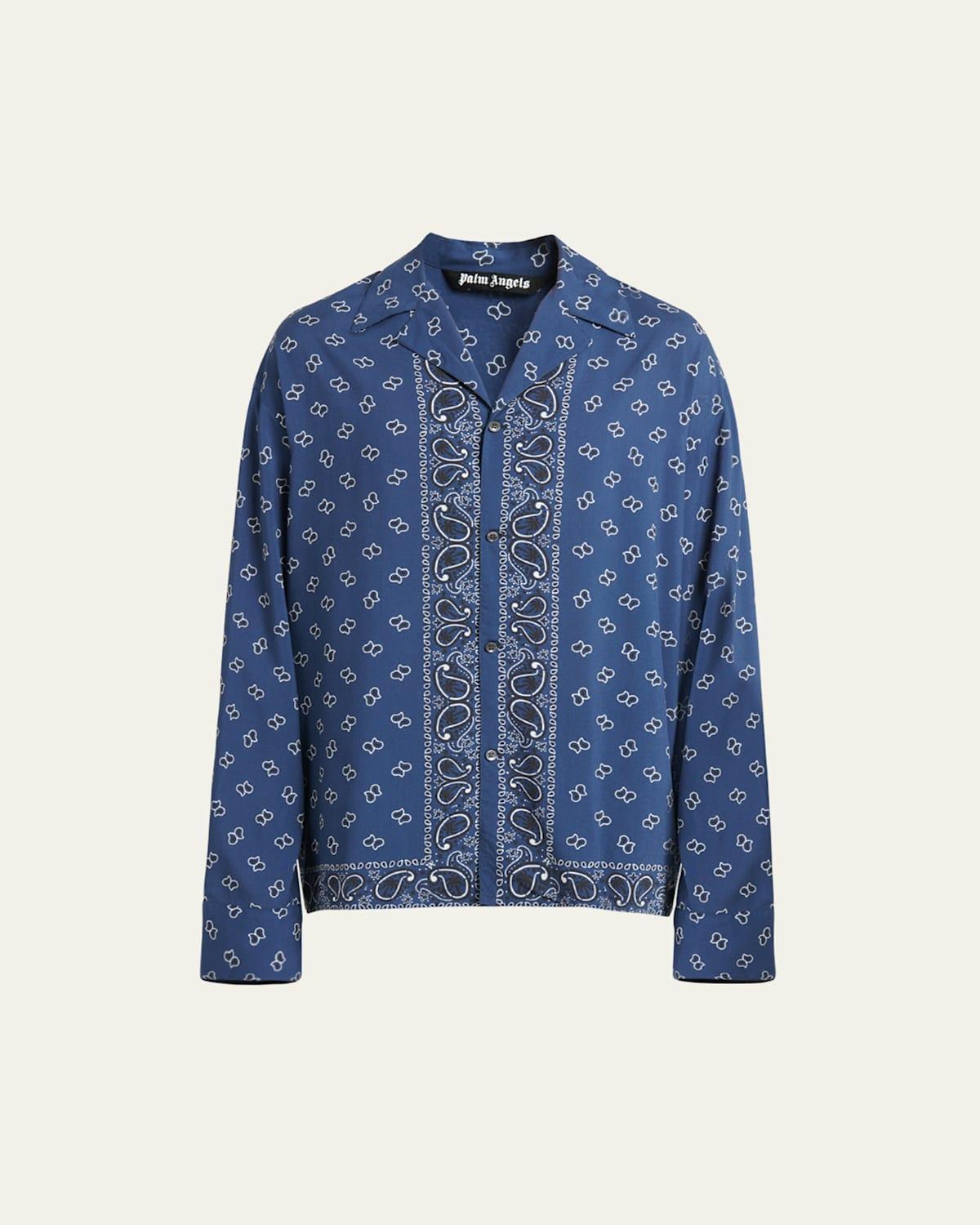 Mens Paisley-Print Casual Button-Down Shirt Product Image