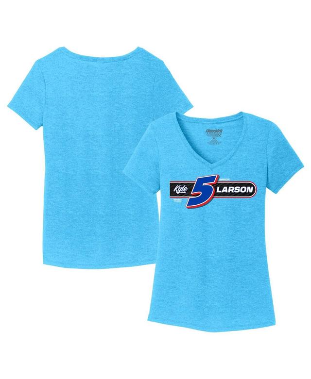 Womens Hendrick Motorsports Team Collection Heather Aqua Kyle Larson One-Spot V-Neck T-shirt Product Image