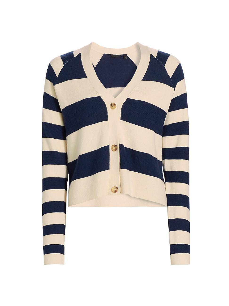 Womens Wool-Cotton Blend Stripe Cardigan Product Image