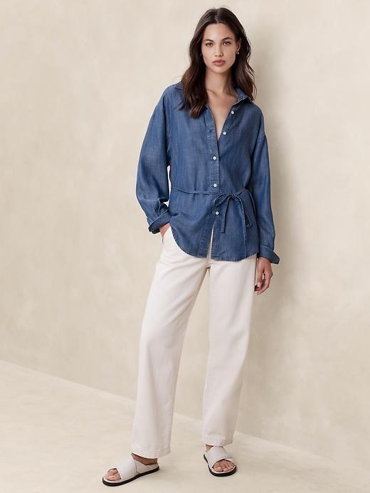 TENCEL&#153; Tie-Waist Chambray Shirt Product Image