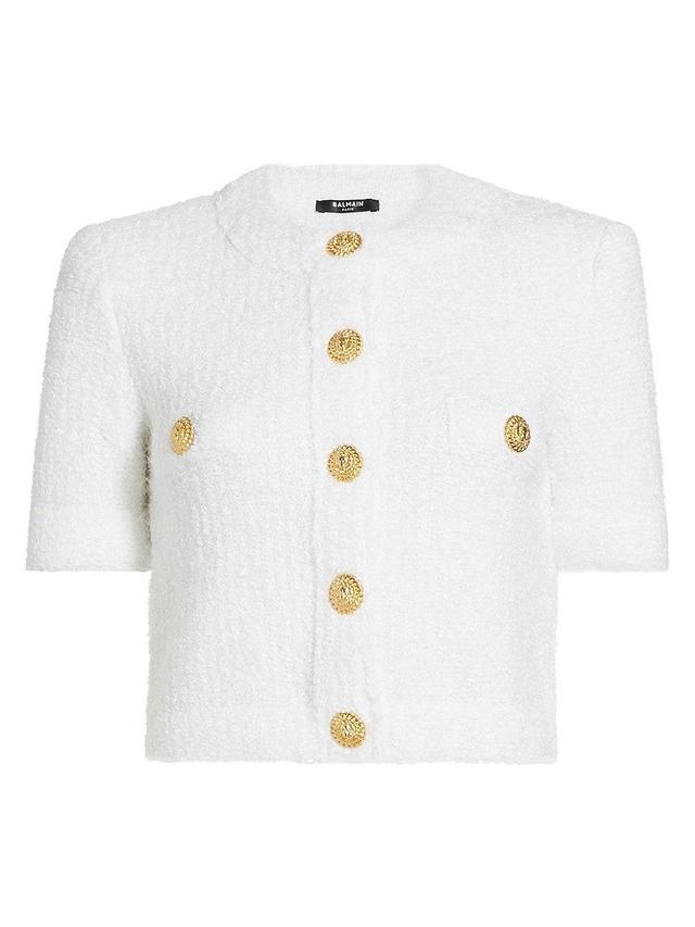 Womens Metallic Knit Crop Cardigan Product Image