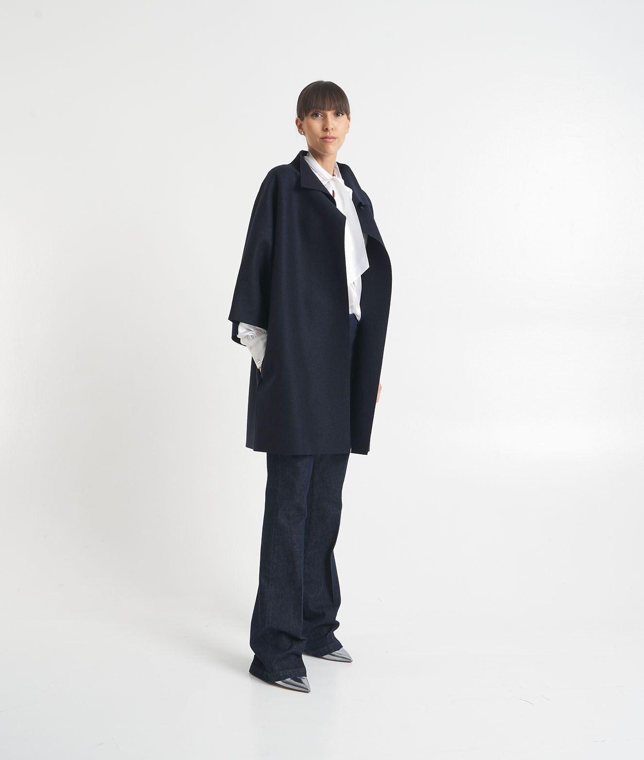 Drop-shoulder coat in pressed wool Product Image