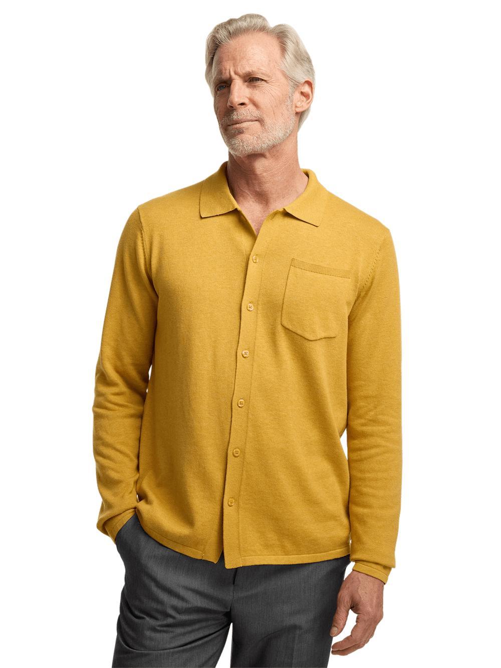 Supima Cotton Button Front Polo - Mustard Product Image