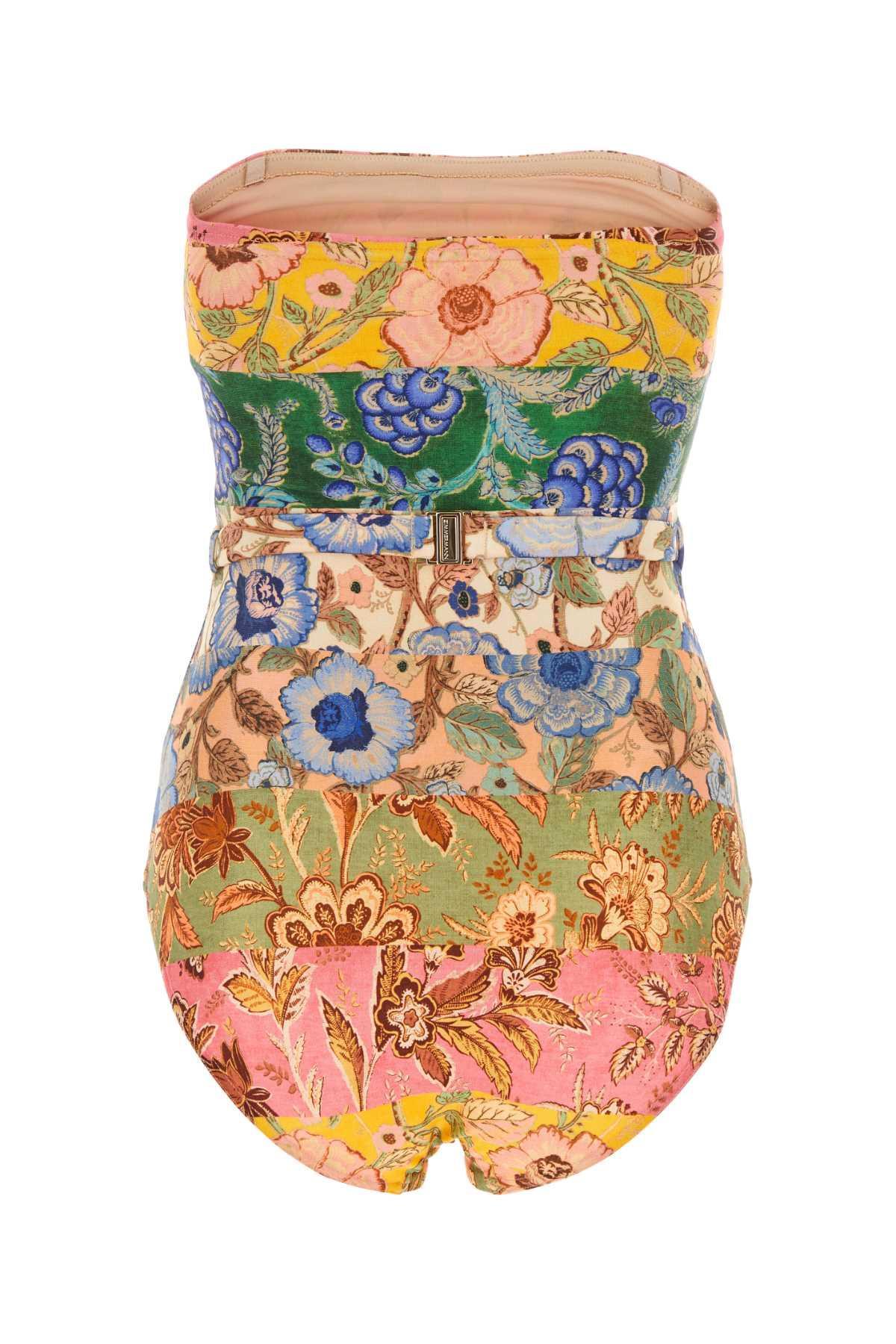 Junie Swimsuit In Printed Stretch Nylon In Multifloral Product Image