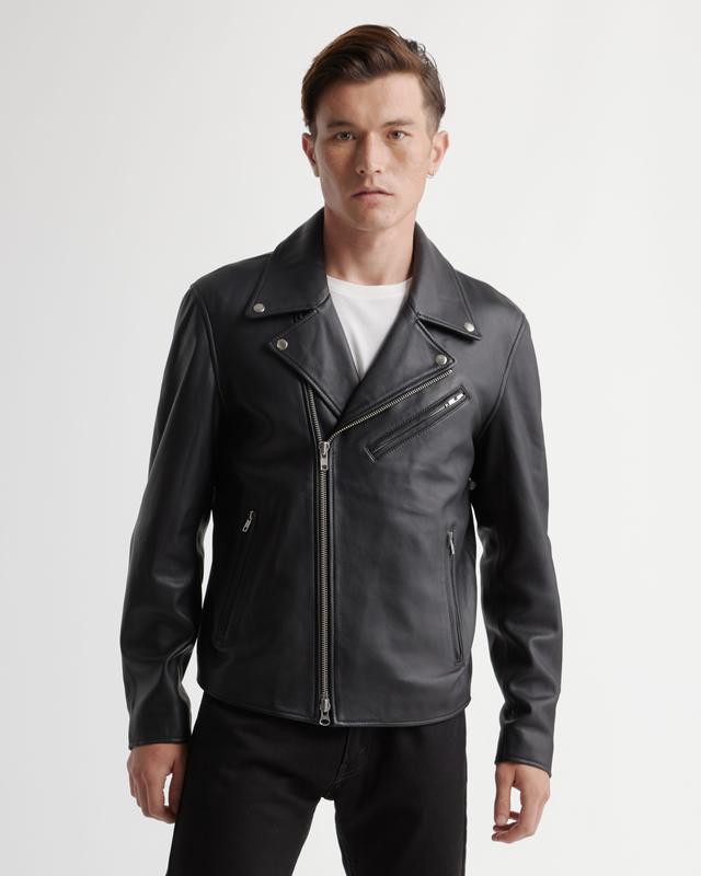 Men's 100% Leather Motorcycle Jacket Product Image