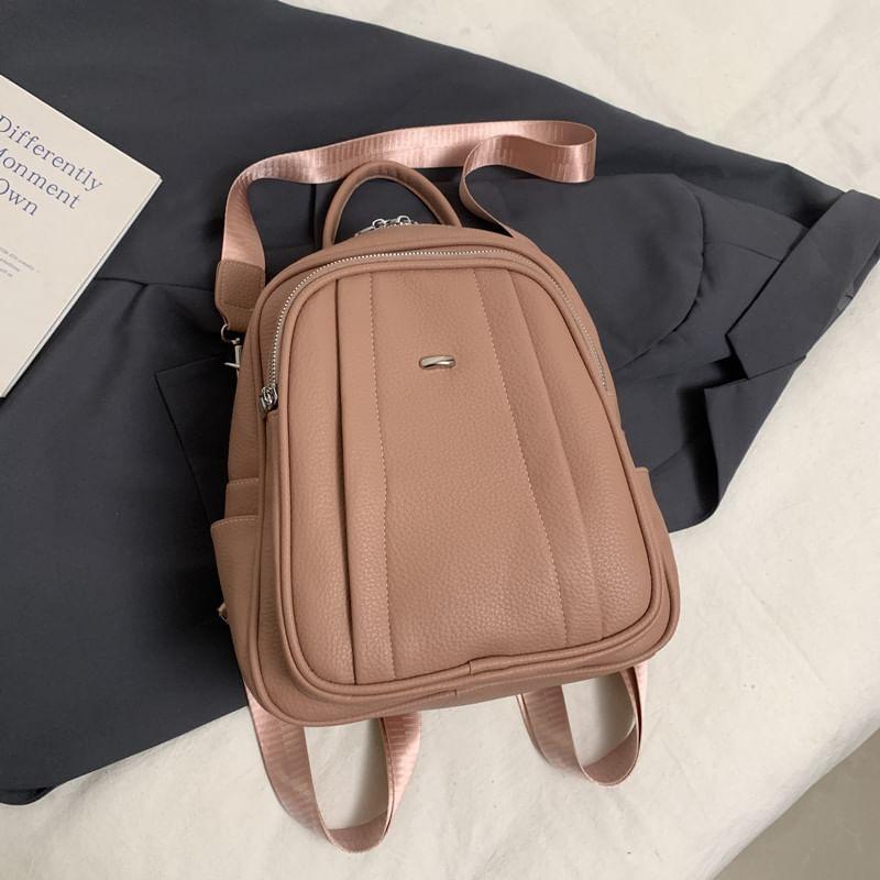 Multi-Pocket Faux Leather Backpack Product Image