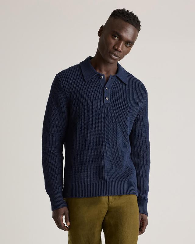 100% Organic Cotton Fisherman Polo Sweater Product Image