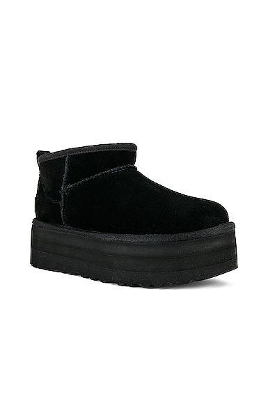 UGG - Classic Ultra Mini Sheepskin Platform Boots - Black - US 10 - Moda Operandi Product Image