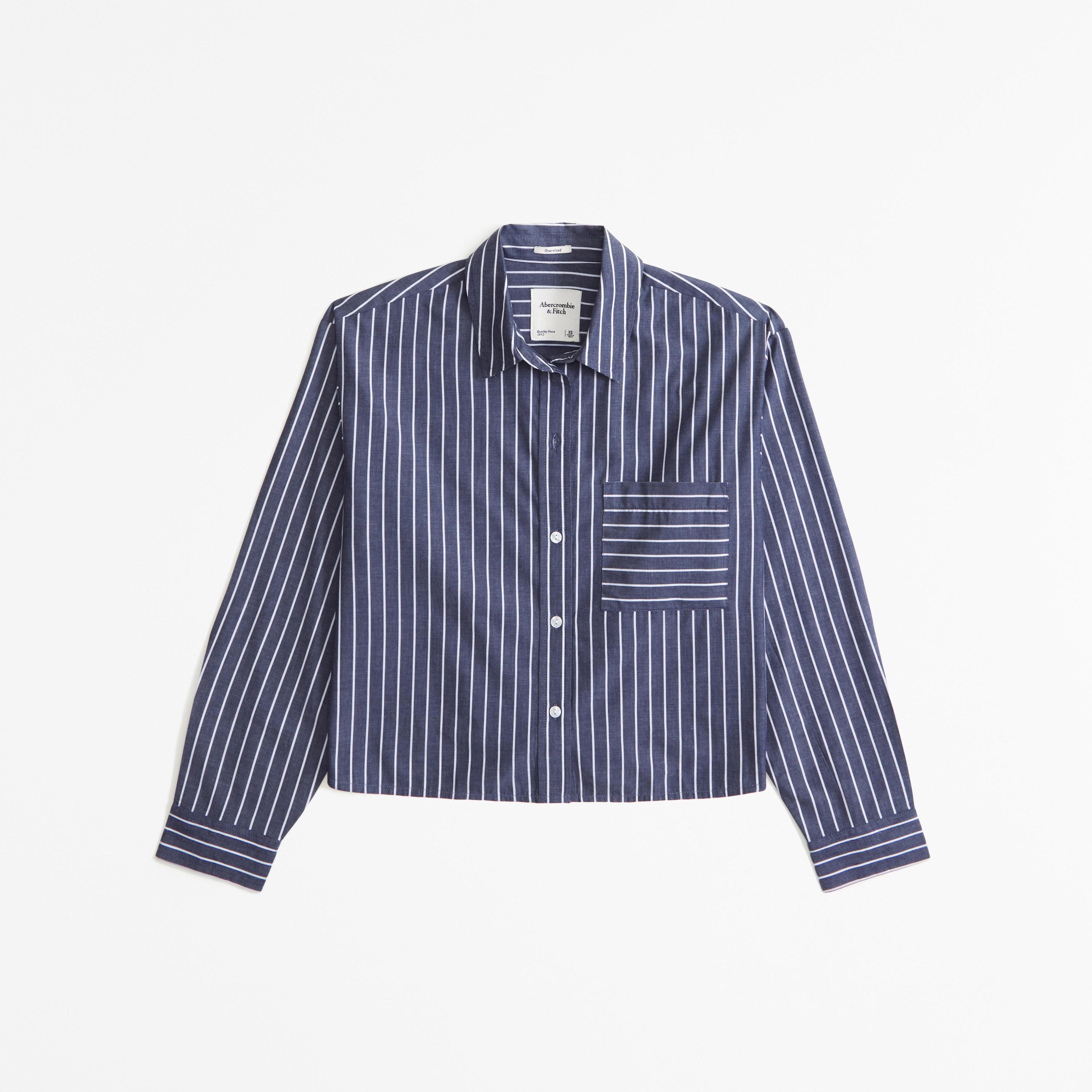 Oversized Cropped Poplin Shirt Product Image