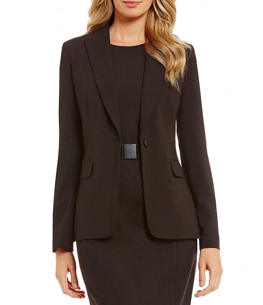 Calvin Klein Notch Lapel Long Sleeve One Button Jacket Product Image