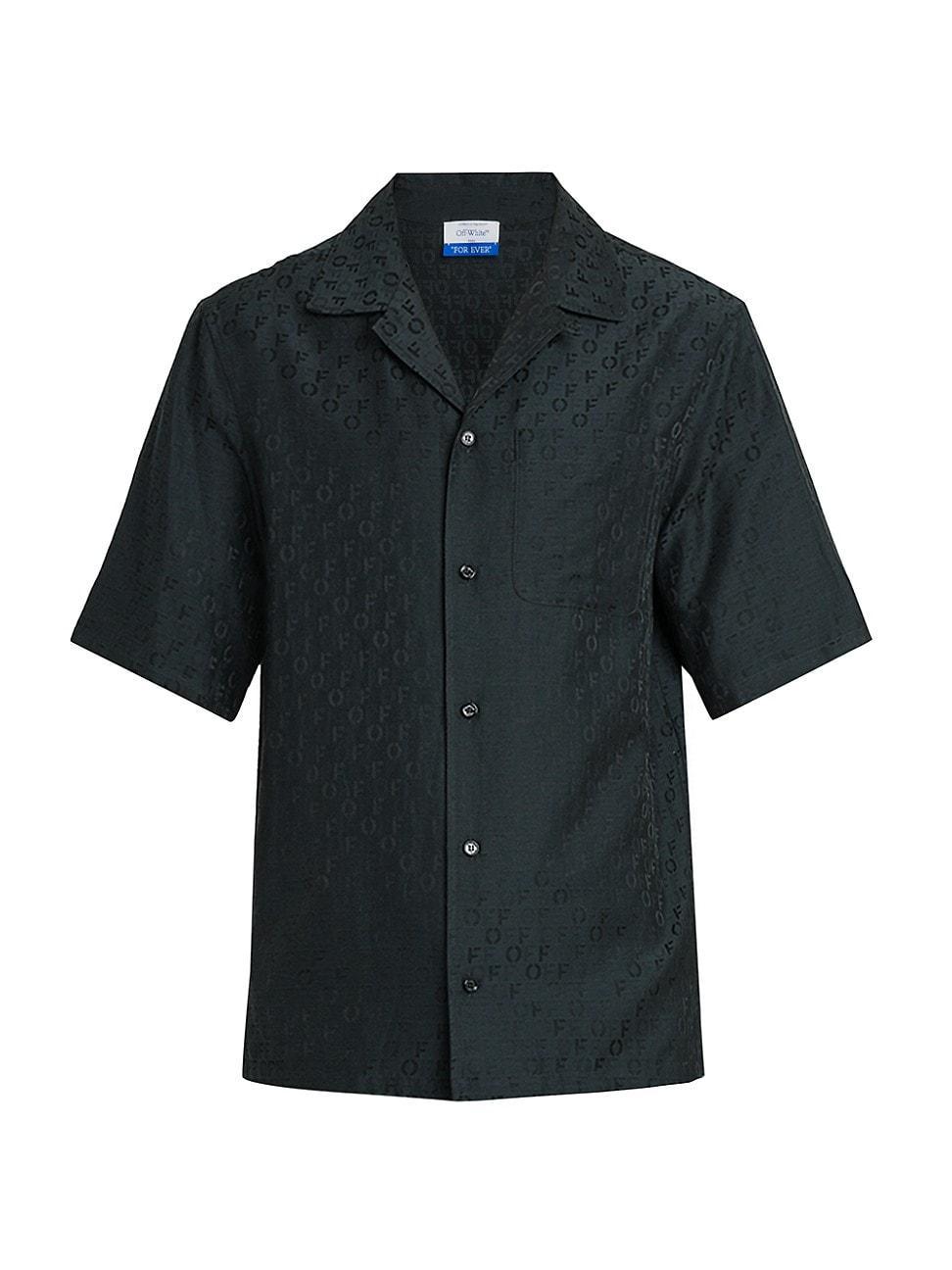 Mens Jacquard Logo Cotton-Silk Camp Shirt Product Image