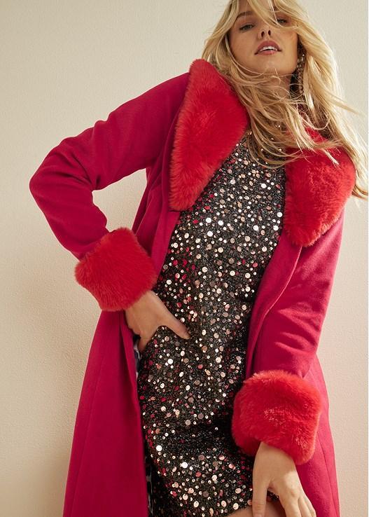 Faux Wool A-Line Glam Coat Product Image