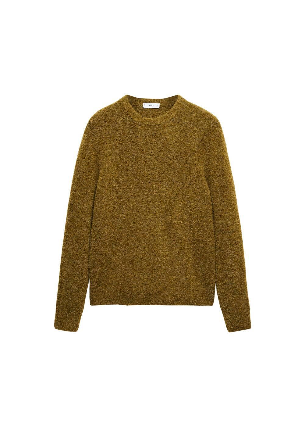 MANGO MAN - Bouclé knit sweater olive greenMen Product Image