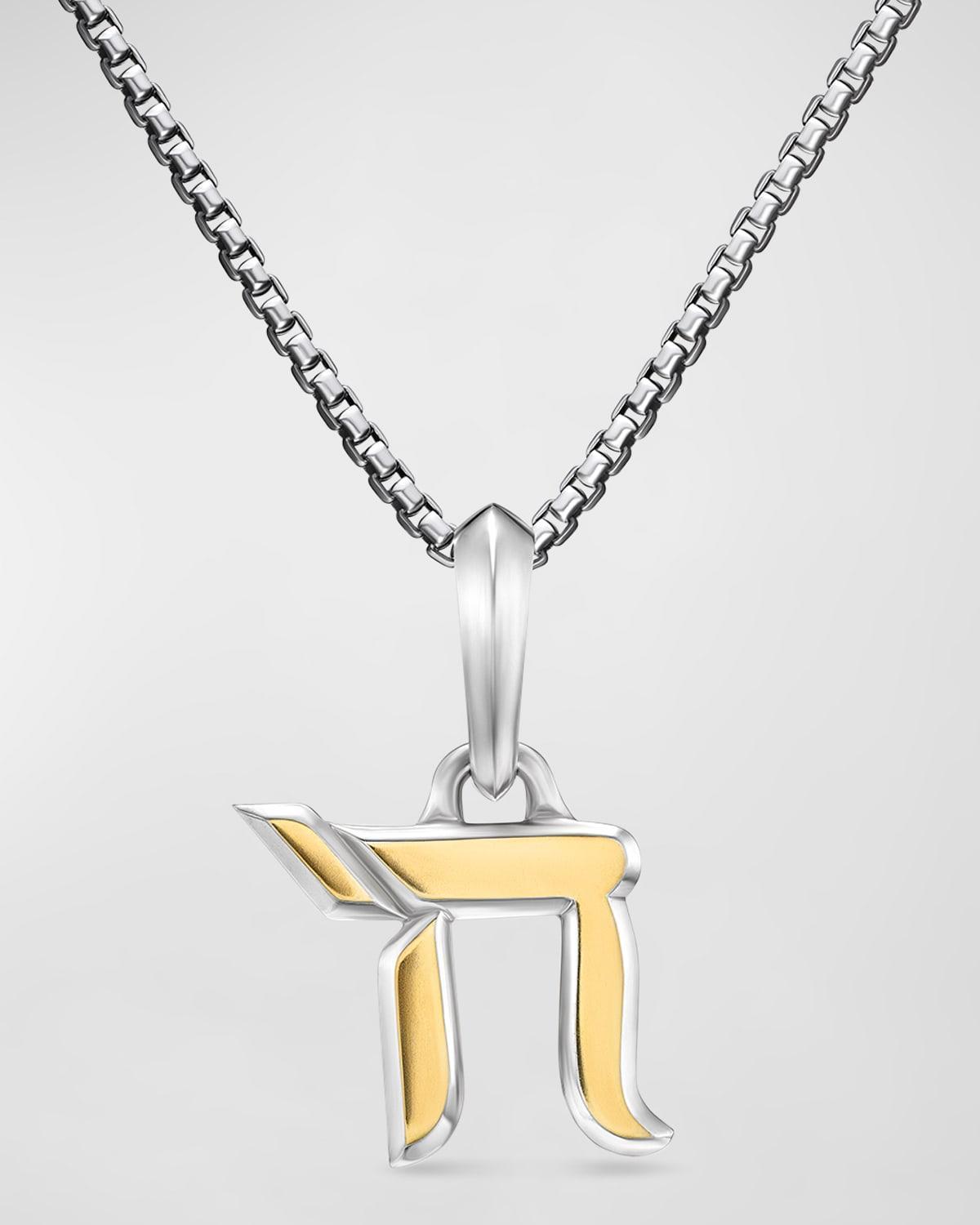 Mens Chai Pendant in Silver and 18K Gold, 17mm Product Image