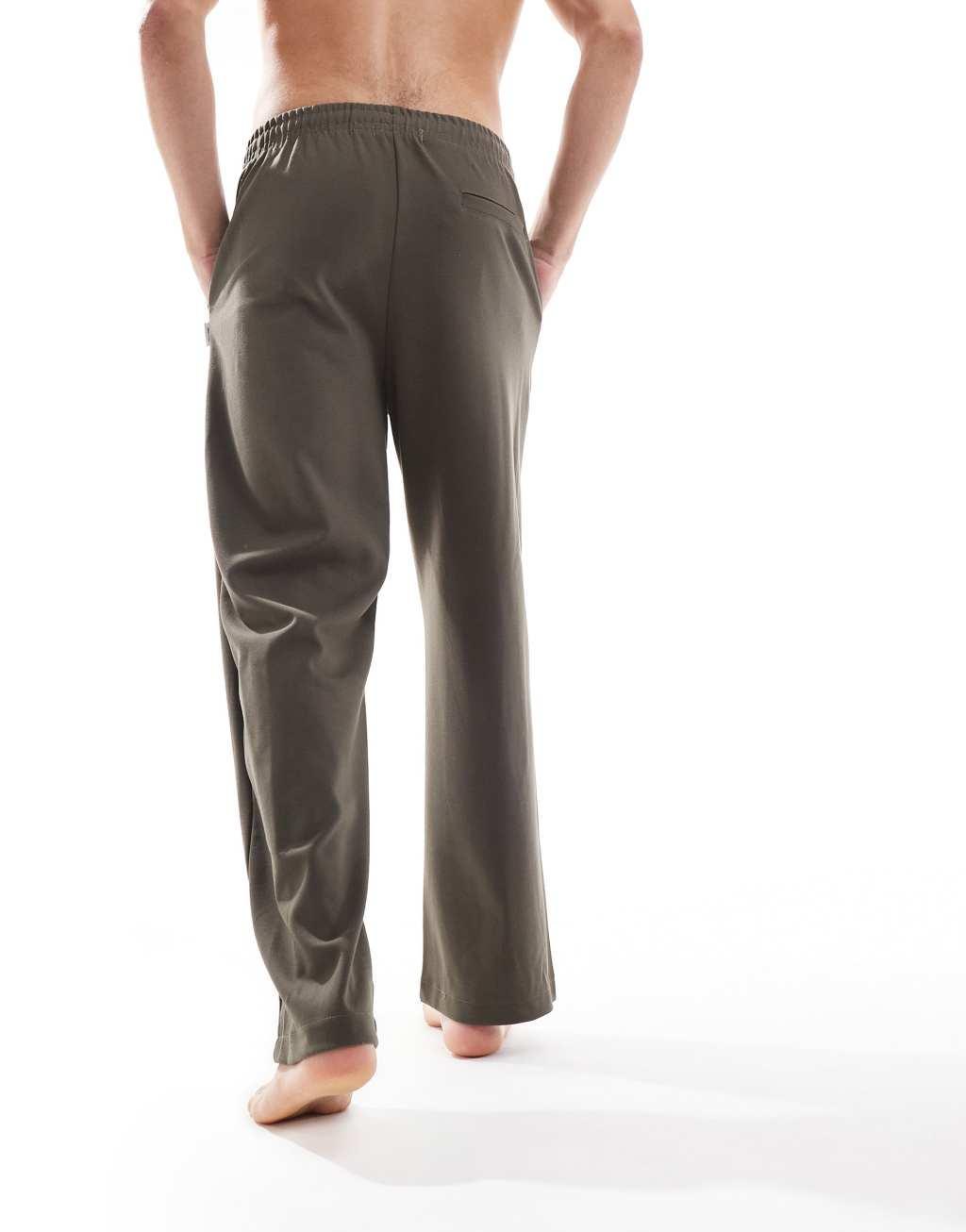 ONLY & SONS elasticized waist wide leg sweatpants in light brown Product Image