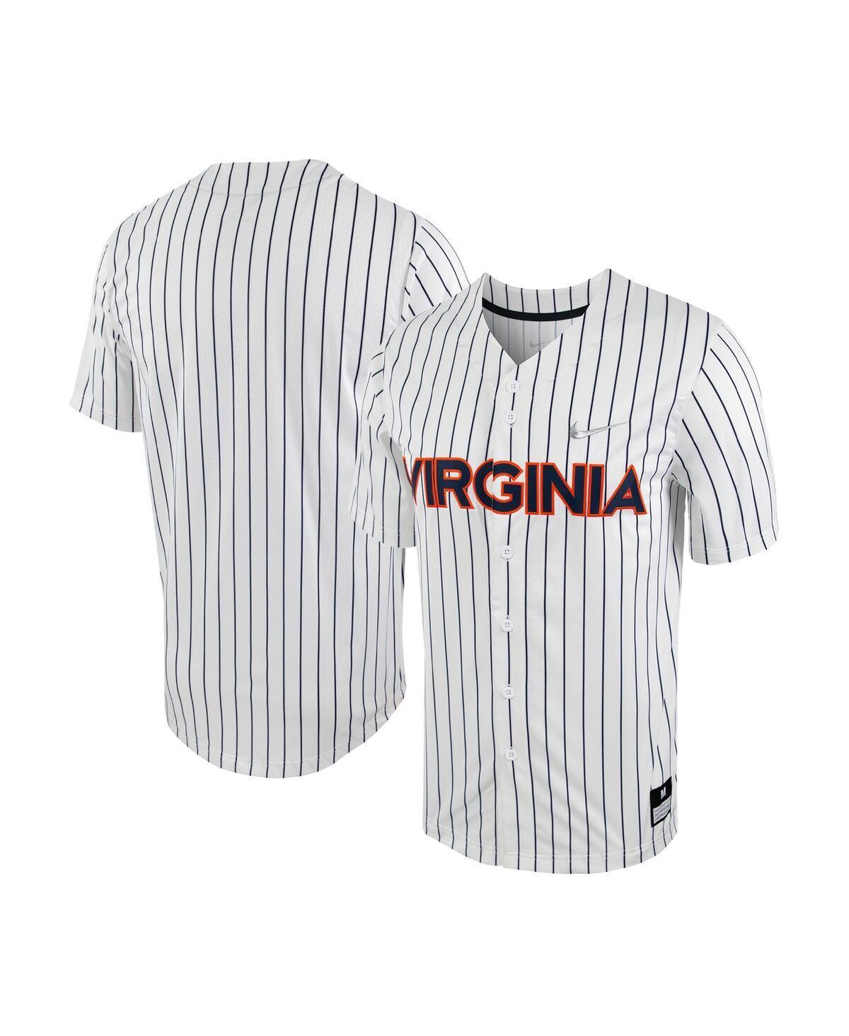 Mens Nike White, Navy Virginia Cavaliers Pinstripe Replica Full-Button Baseball Jersey - White, Navy Product Image