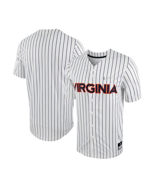 Mens Nike White, Navy Virginia Cavaliers Pinstripe Replica Full-Button Baseball Jersey - White, Navy Product Image