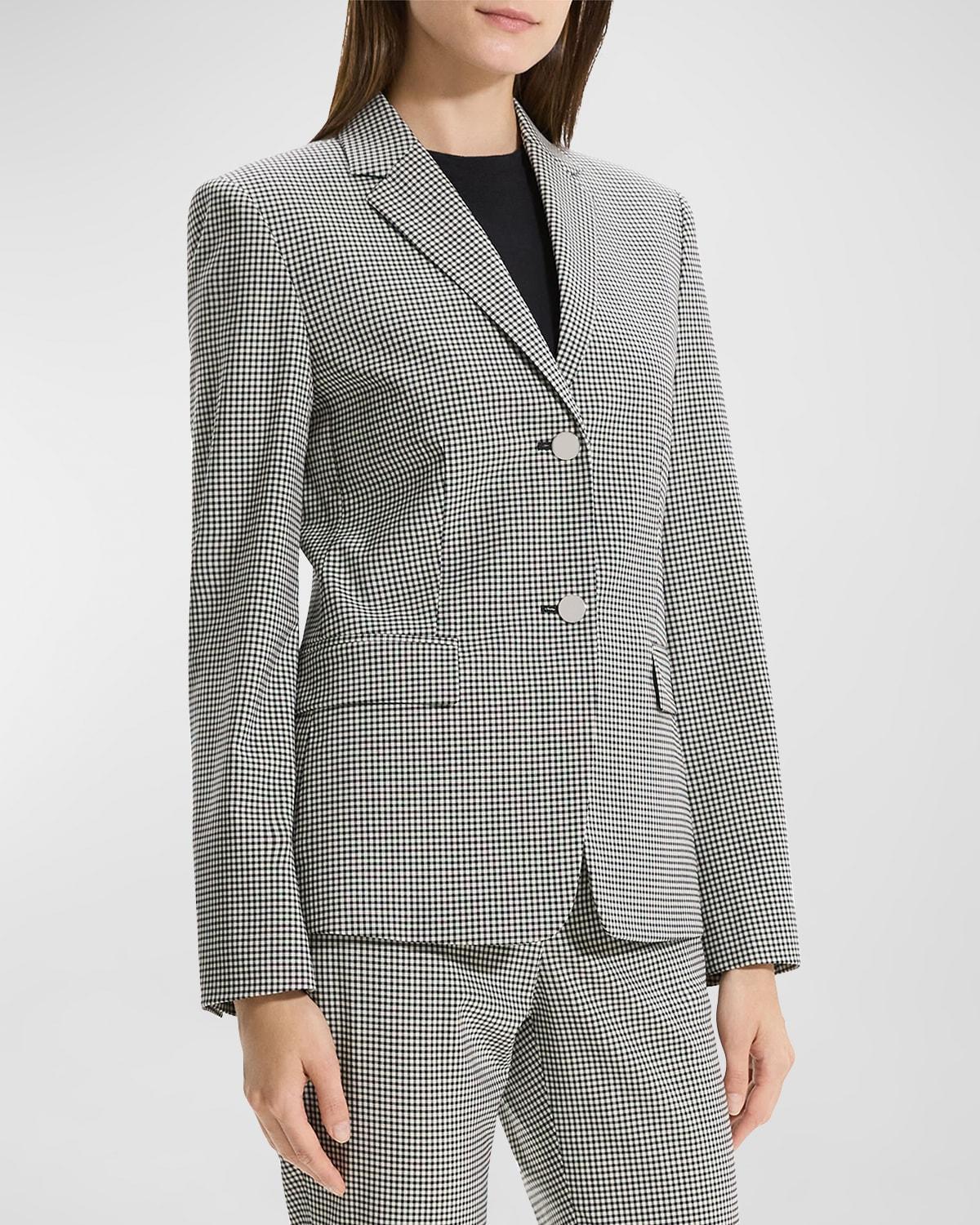 Womens Single-Breasted Slim Checkered One-Button Blazer Product Image