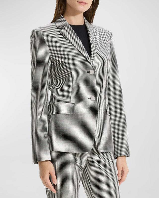 Womens Single-Breasted Slim Checkered One-Button Blazer Product Image