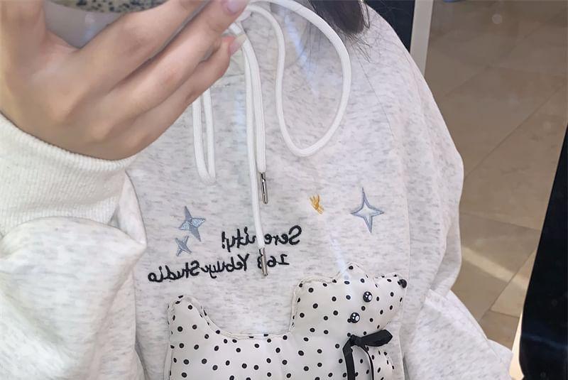 Drawstring Dog Applique Oversized Hoodie Product Image