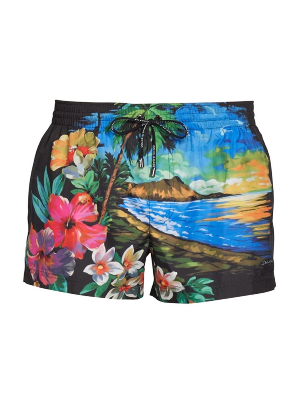 Multicolour Hawaiian Print Swim Shorts Product Image