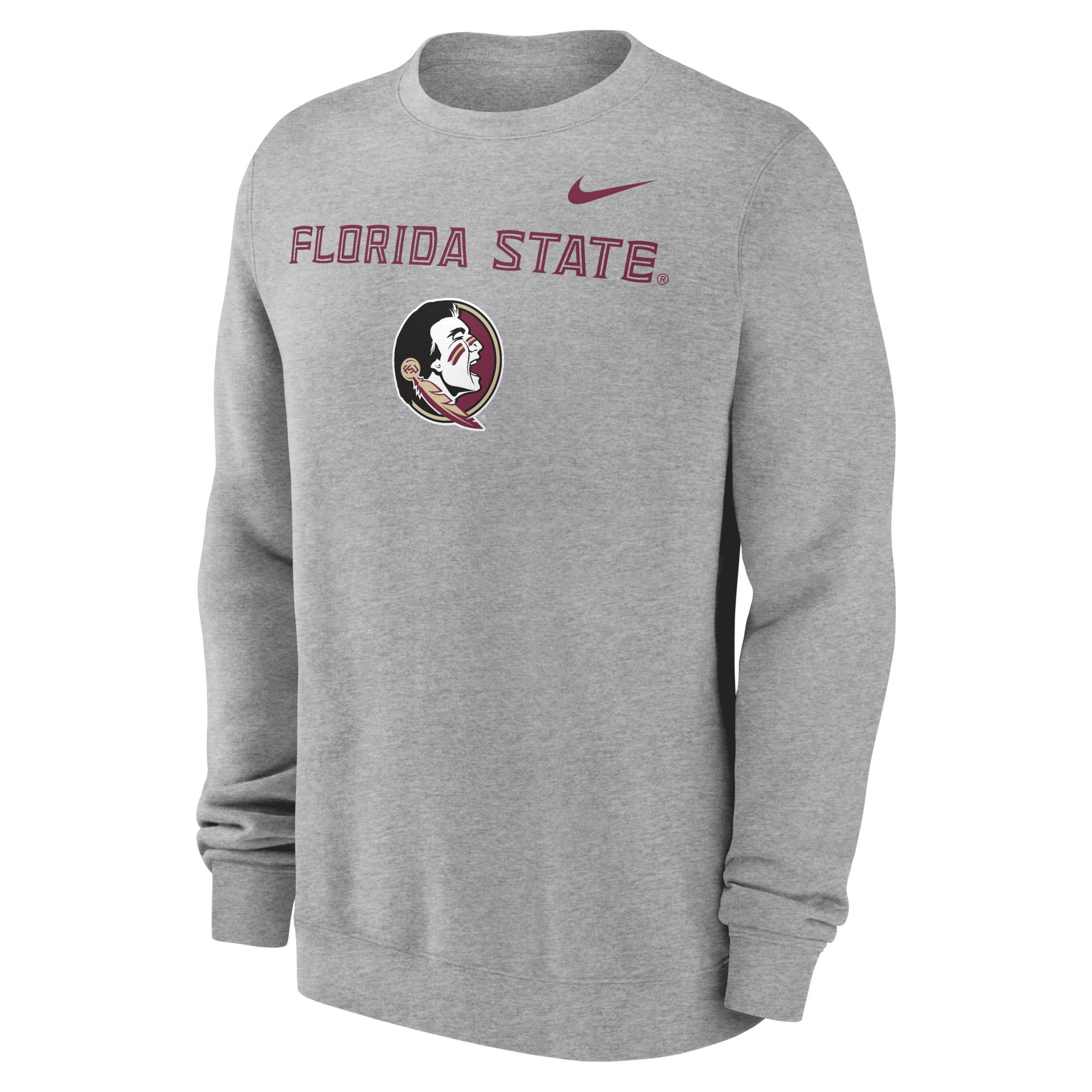 Mens Nike Heather Gray Florida State Seminoles Primetime Primary Stack Pullover Sweatshirt Product Image