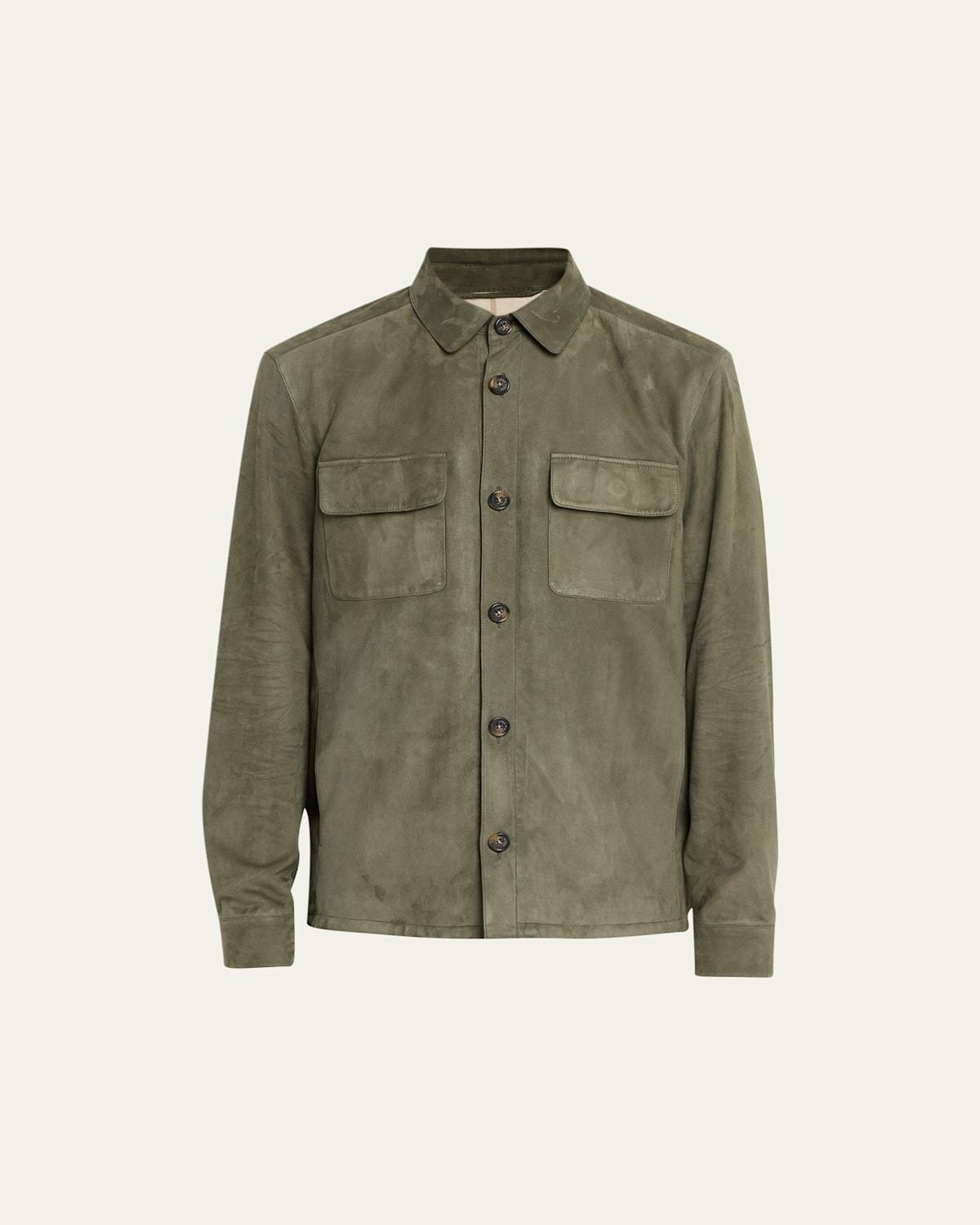 Mens Solid Suede Overshirt Product Image